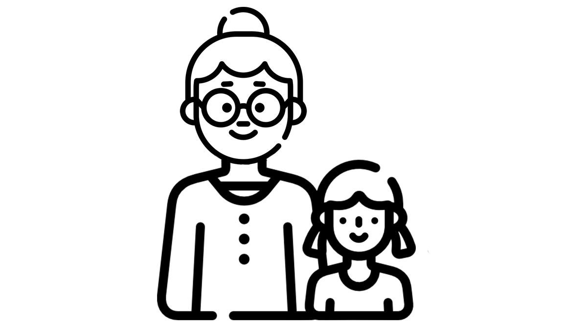 Piktogramm: Oma mit Mädchen