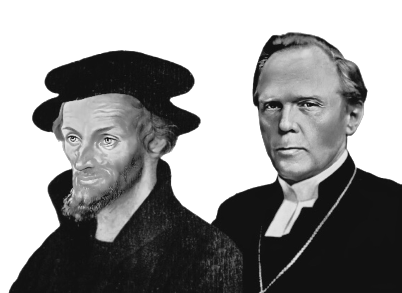 Schwarz-weiß Portrait Philipp Melanchthon und Nathan Söderblom