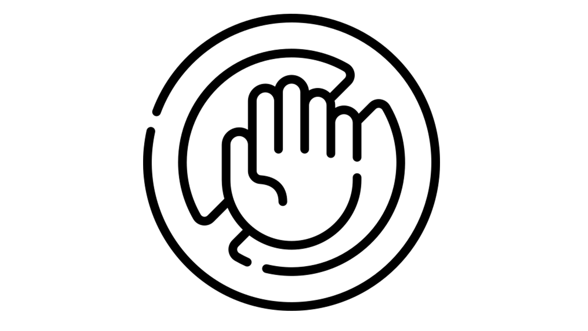 Piktogramm: eine Hand vor einem Verbotsschild