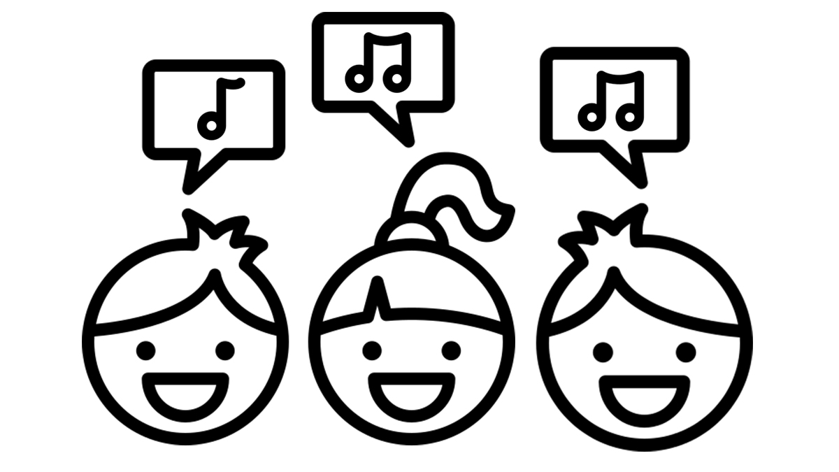 Piktogramm: drei singende Kinder